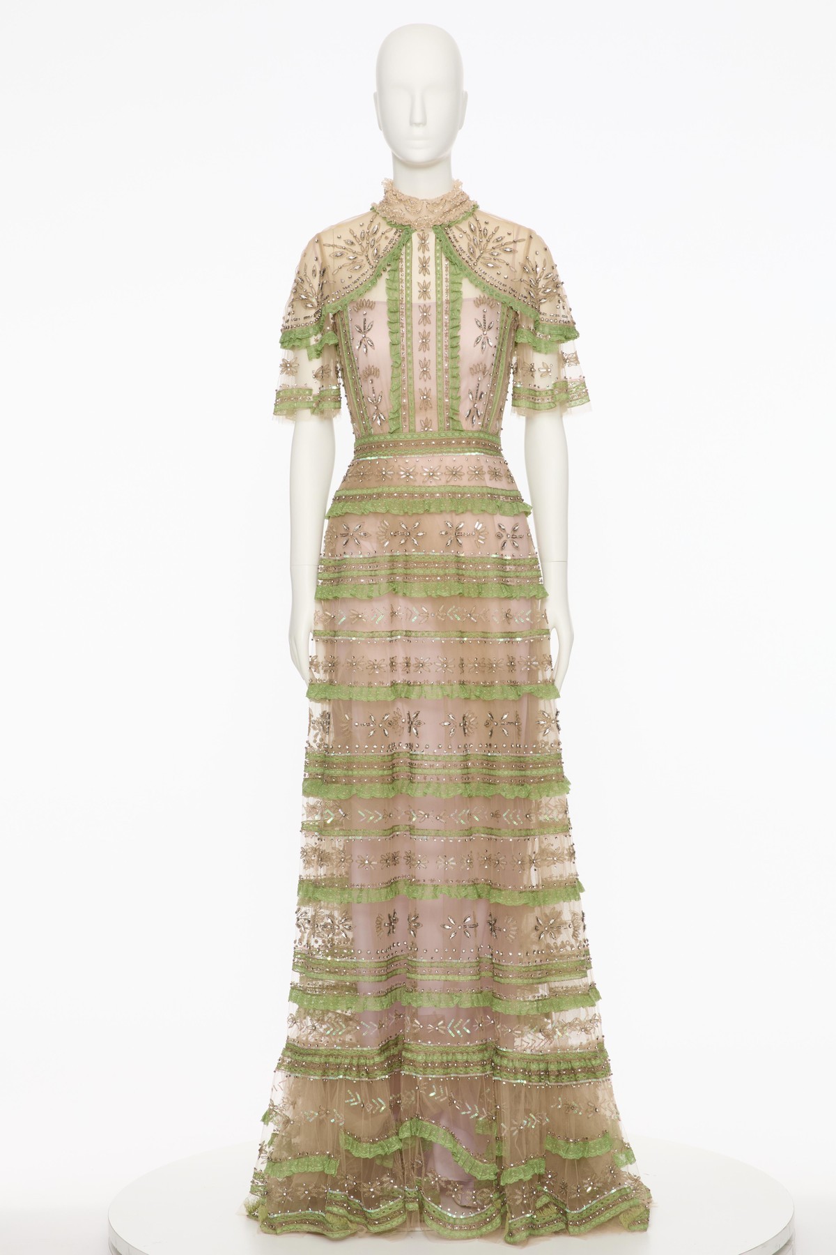 Valentino Short Sleeve Dress In Nude