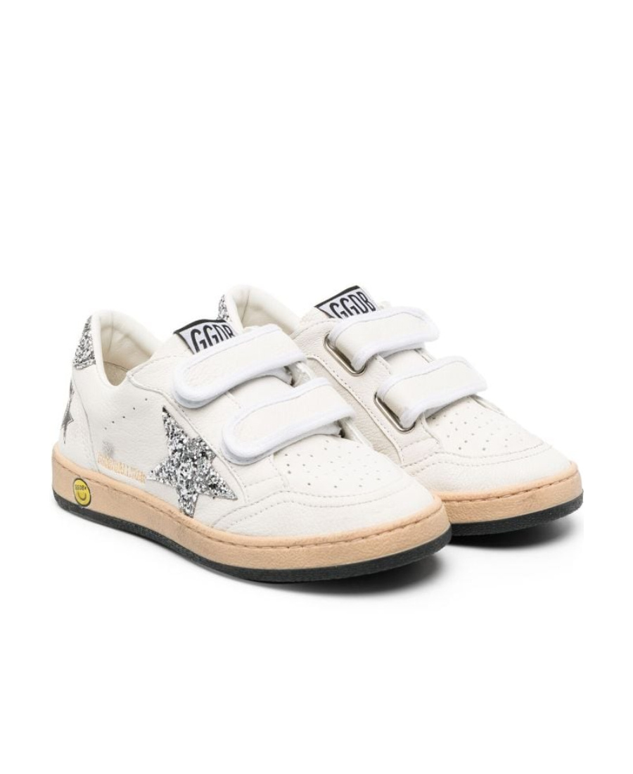 Golden Goose Ball Star White/glitter Platinum Trainer In White