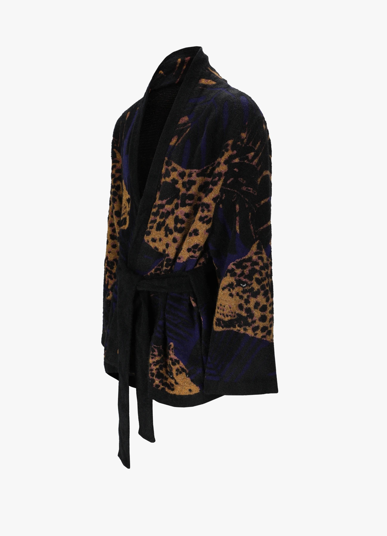 Saint Laurent Leopard-knit Cardigan In Black