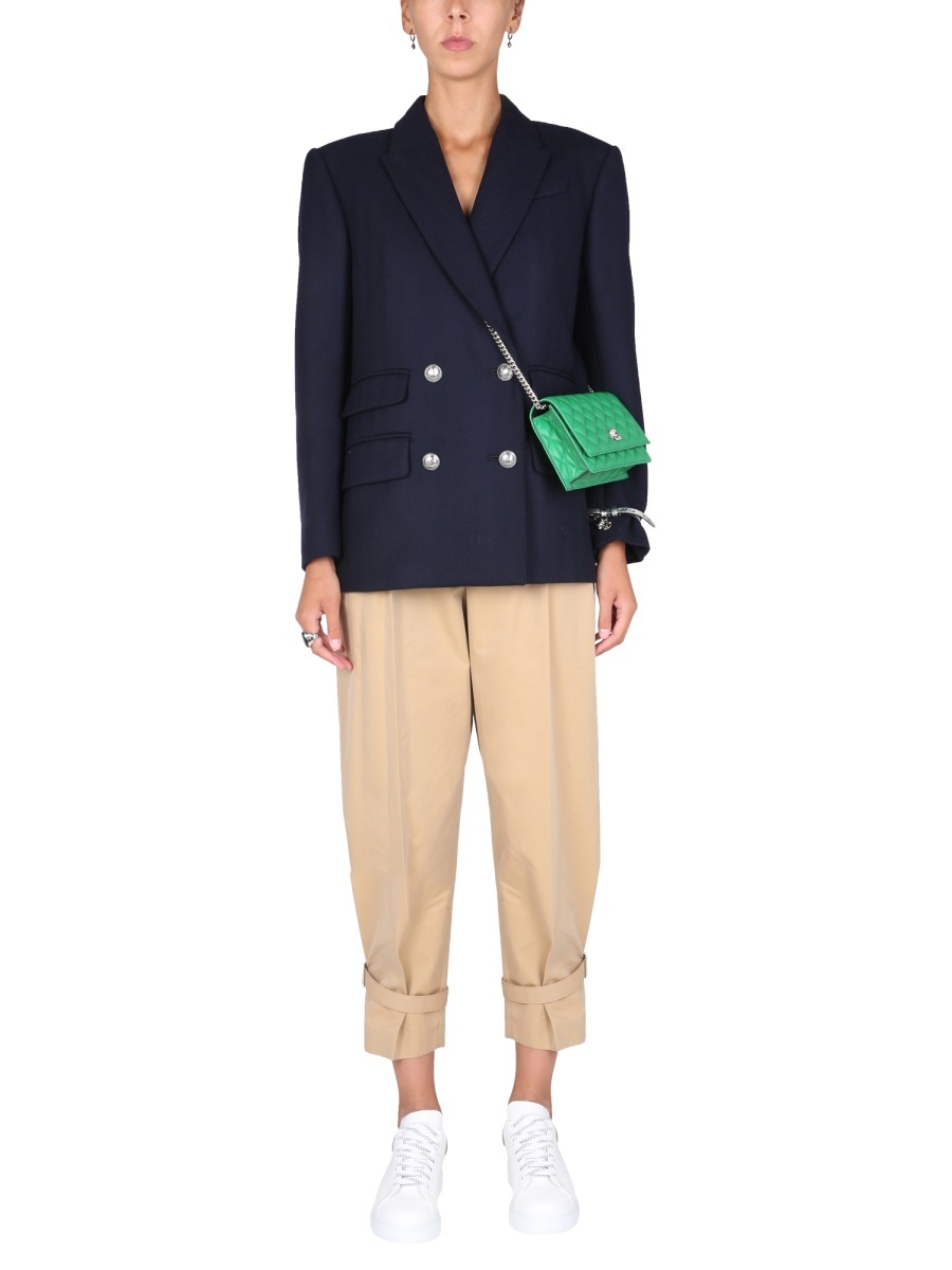 Alexander Mcqueen Double-breasted Wool-blend Blazer In Black