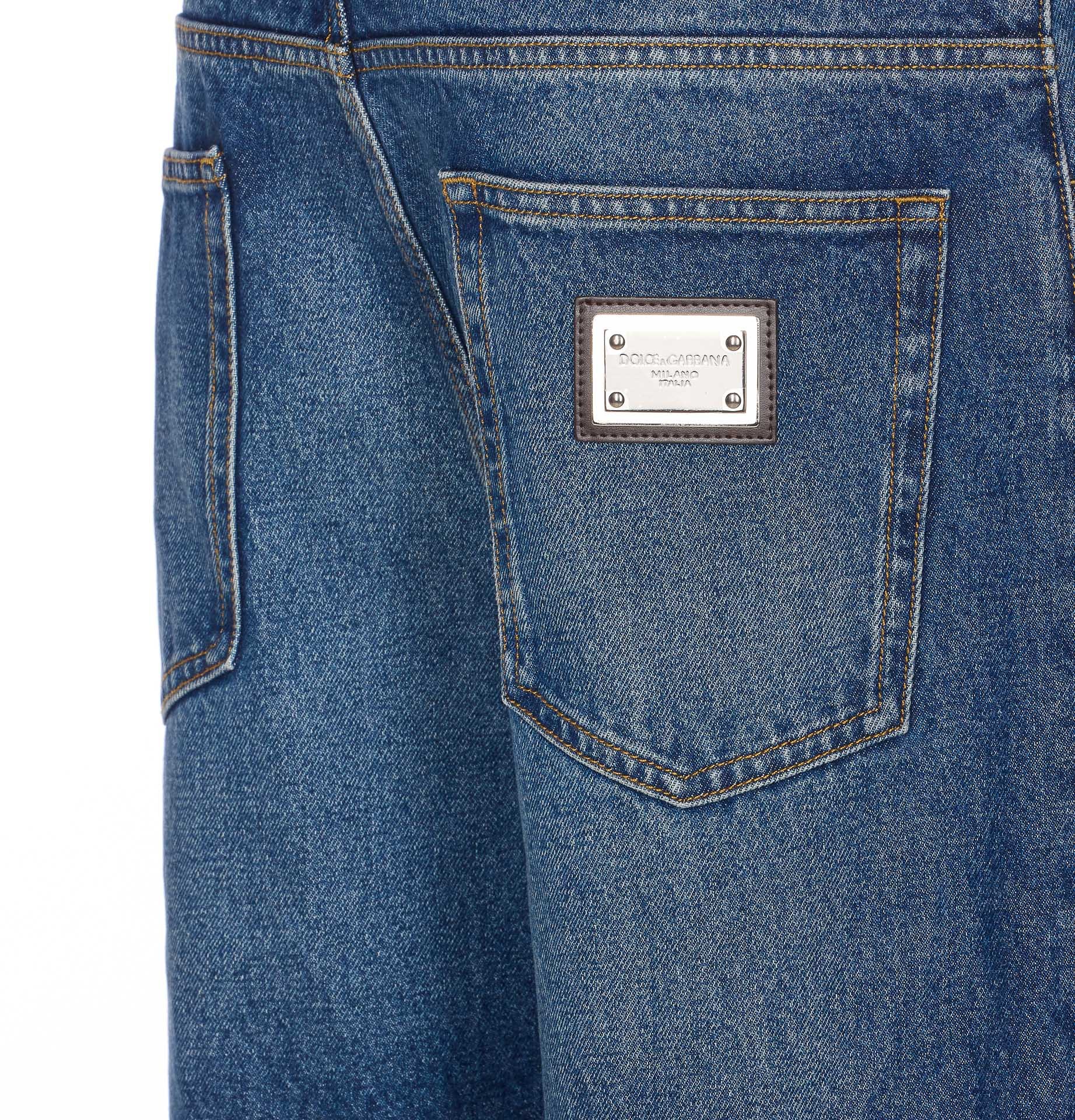 Dolce & Gabbana Plaque Logo Jeans In Blue