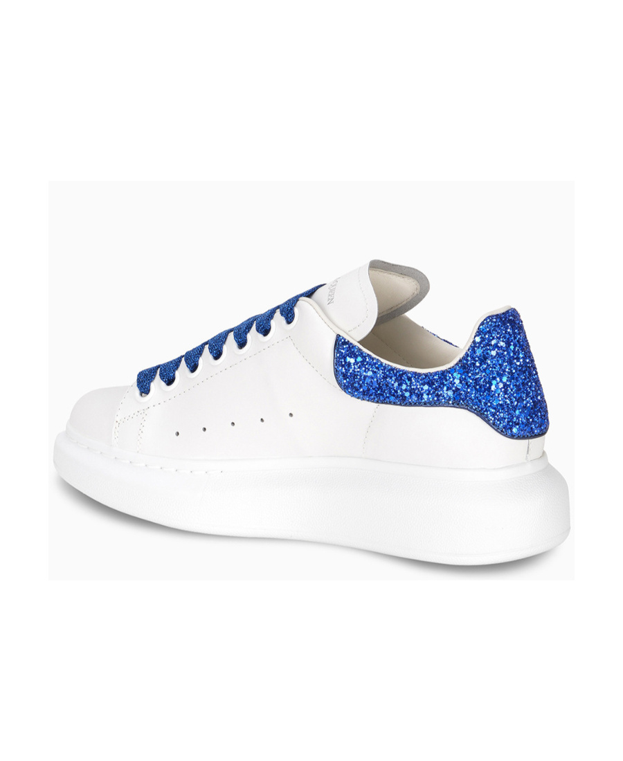 Alexander Mcqueen Sequined Blue Tail Casual Sneakers In White