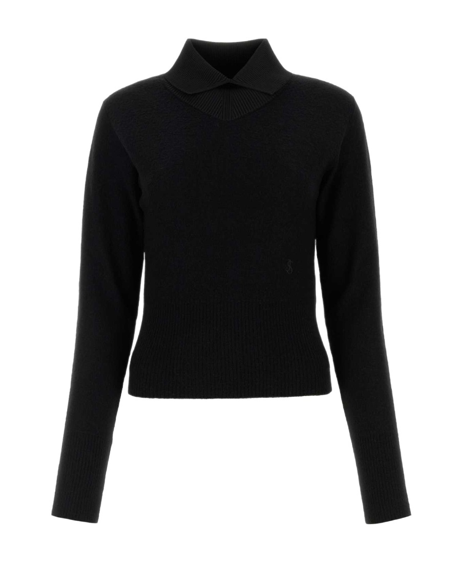 Jil Sander Woman Black Wool Blend Sweater In Black