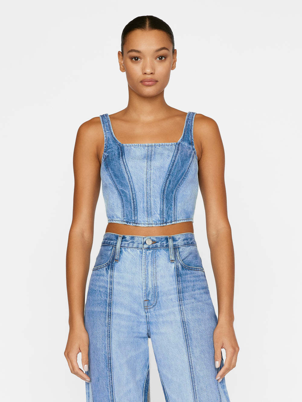 FRAME SQUARE NECK DENIM CORSET