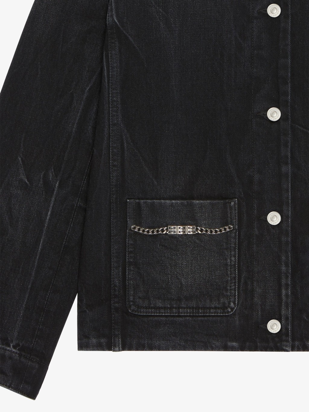 Givenchy Collarless Button-front Denim Jacket In Black