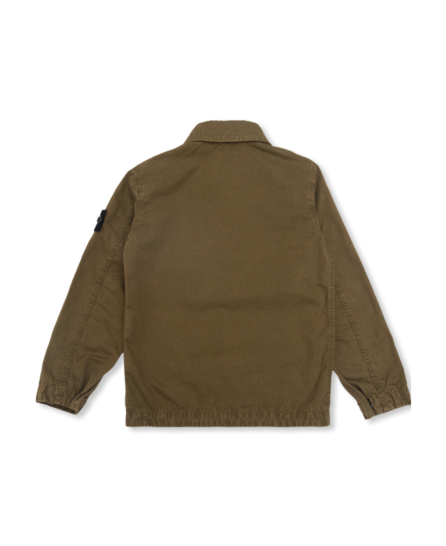 Stone Island Compass-patch Cotton Jacket In Green