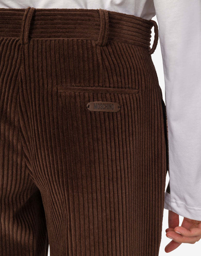 Moschino Corduroy Ribbed Trousers Rolled Hem In Brown