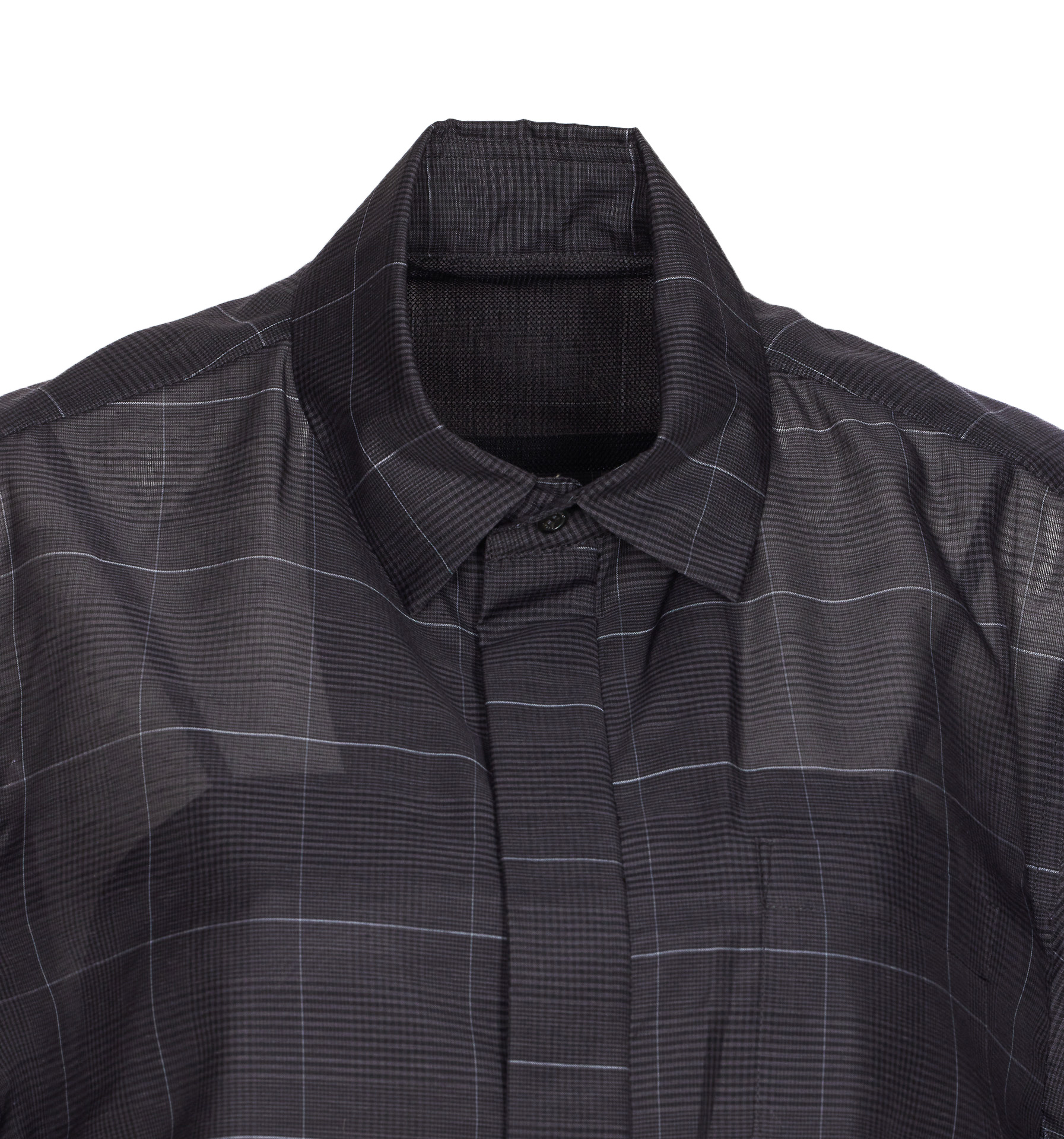 Sacai Glen-check Short-sleeved Shirt In Black