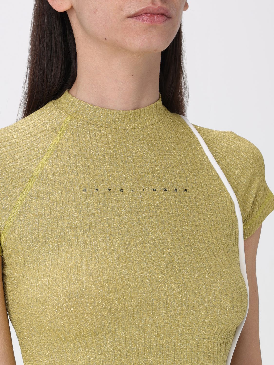 Ottolinger Logo-print Lurex-detail Top In Black