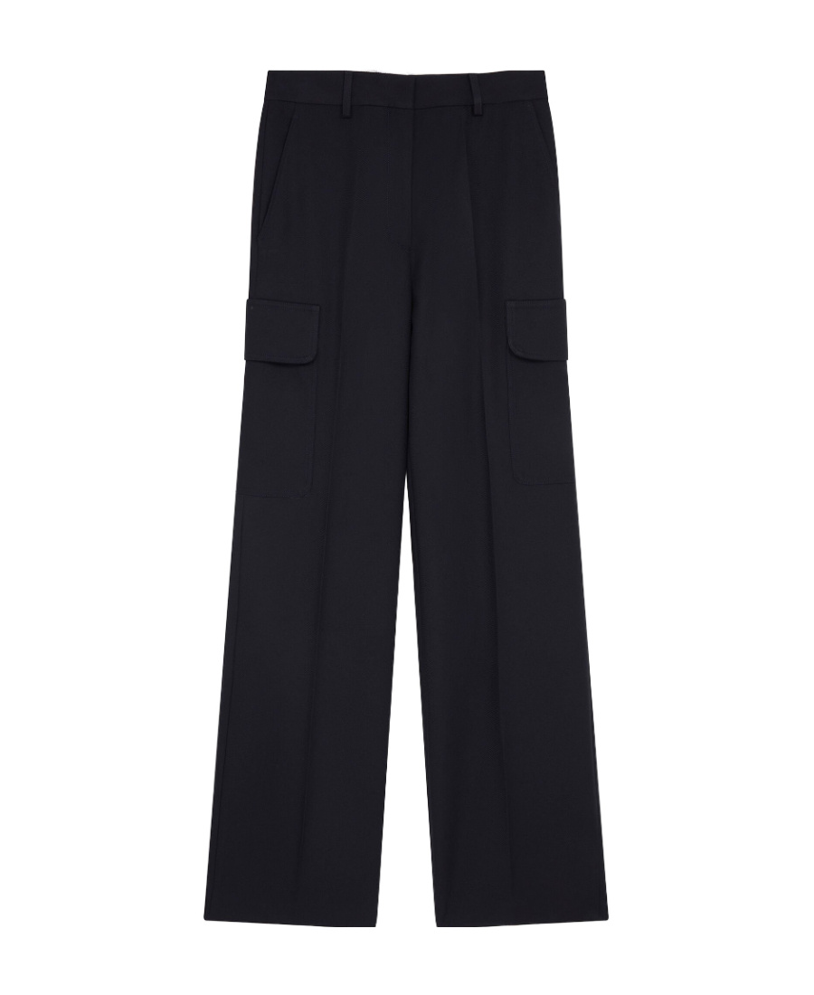 Stella Mccartney Pressed-crease Cargo-pocket Straight Trousers In Black