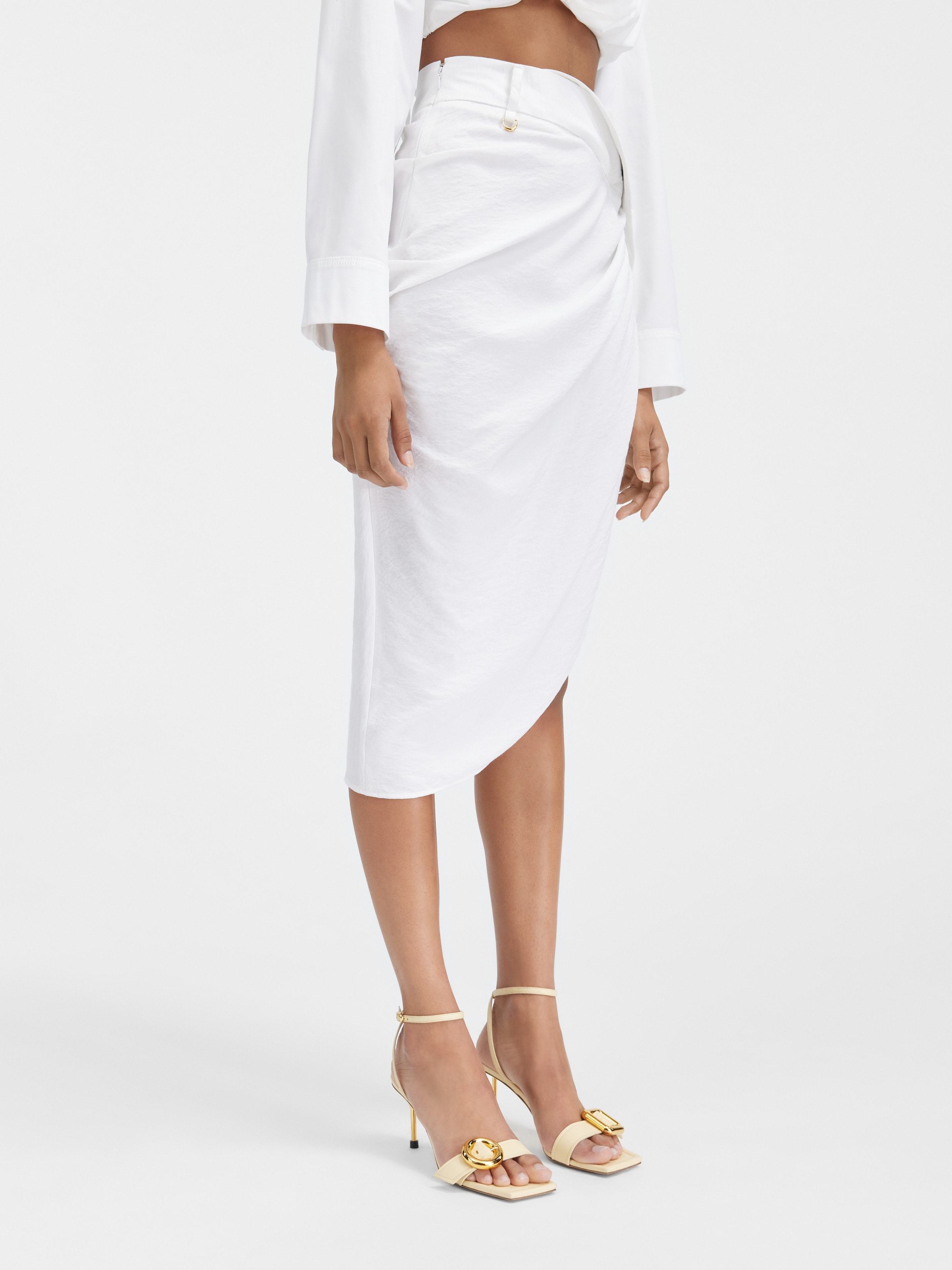 Jacquemus La Jupe Saudade Asymmetric Skirt In White