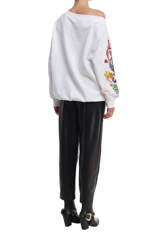 Versace Jeans Printed Detail Hoodie In White