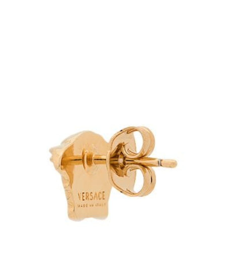 Shop Versace Medusa Head Stud Earrings In Yellow