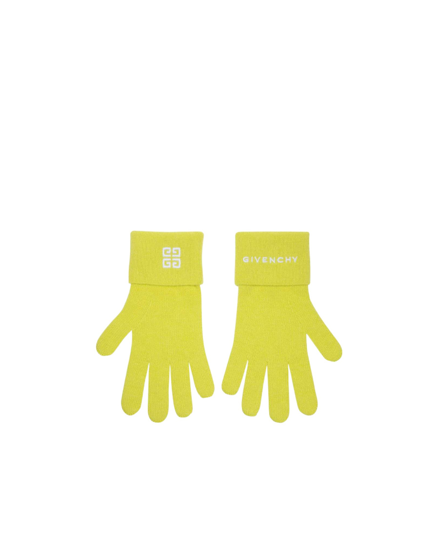 Givenchy Logo Gloves In Yellow