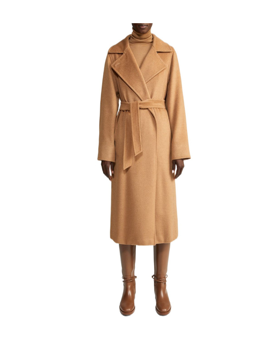 Max Mara Wool Cashmere Long-sleeved Coat In Nude