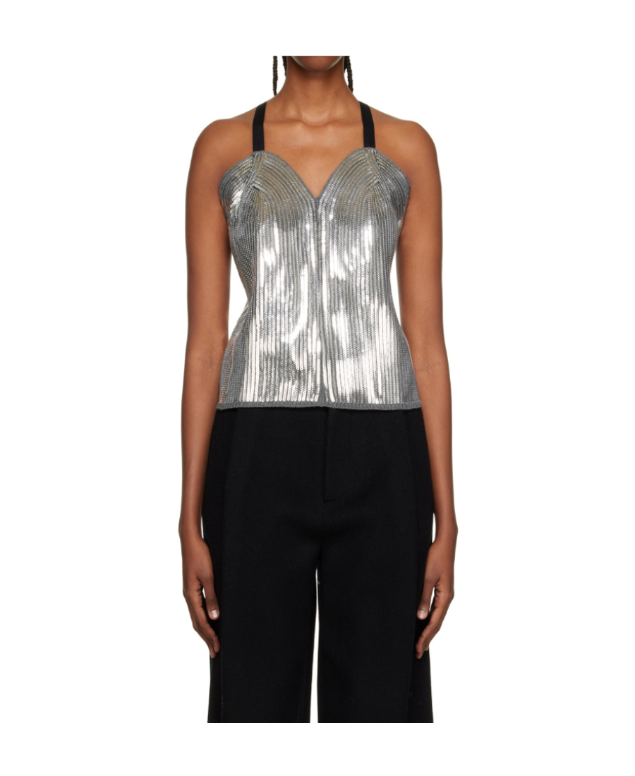 We11 Done Logo Sequined Sling Vest In Black