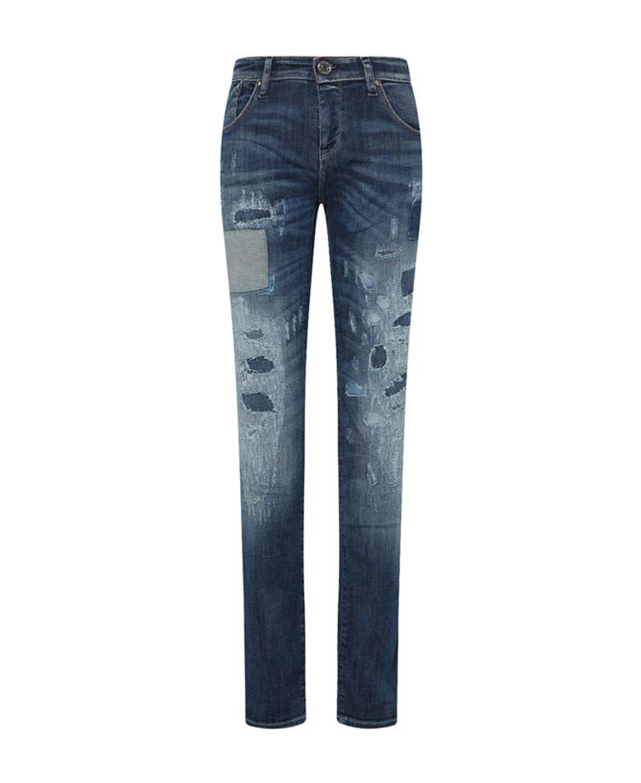 Armani Jeans Wash And Wear Out Skinny Jeans In Blue
