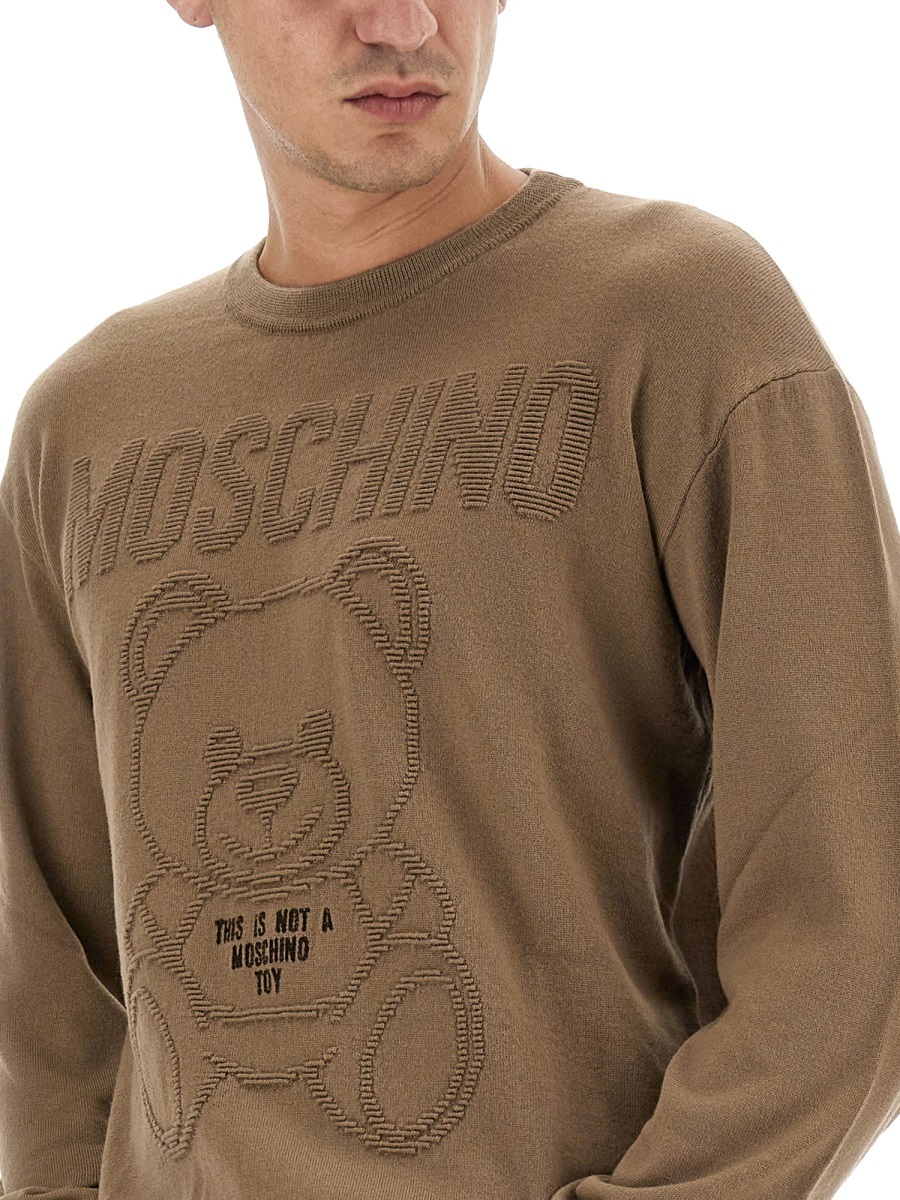 Moschino Jersey With Logo In Brown