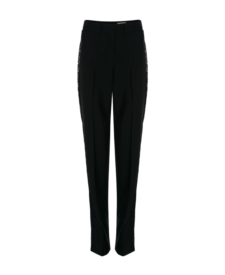 Alexander Mcqueen Lace-panel Tailored-cut Trousers In Black