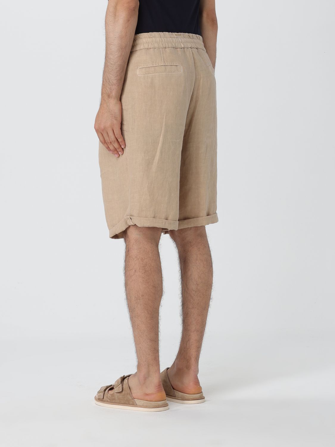 Brunello Cucinelli Interlock-twill Linen Shorts In Nude