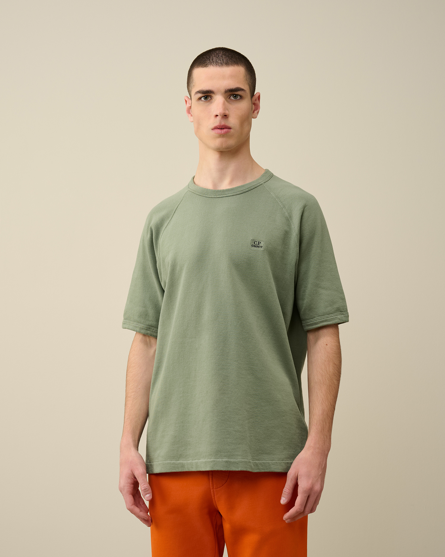 C.p. Company Logo-embroidered Cotton T-shirt In Green