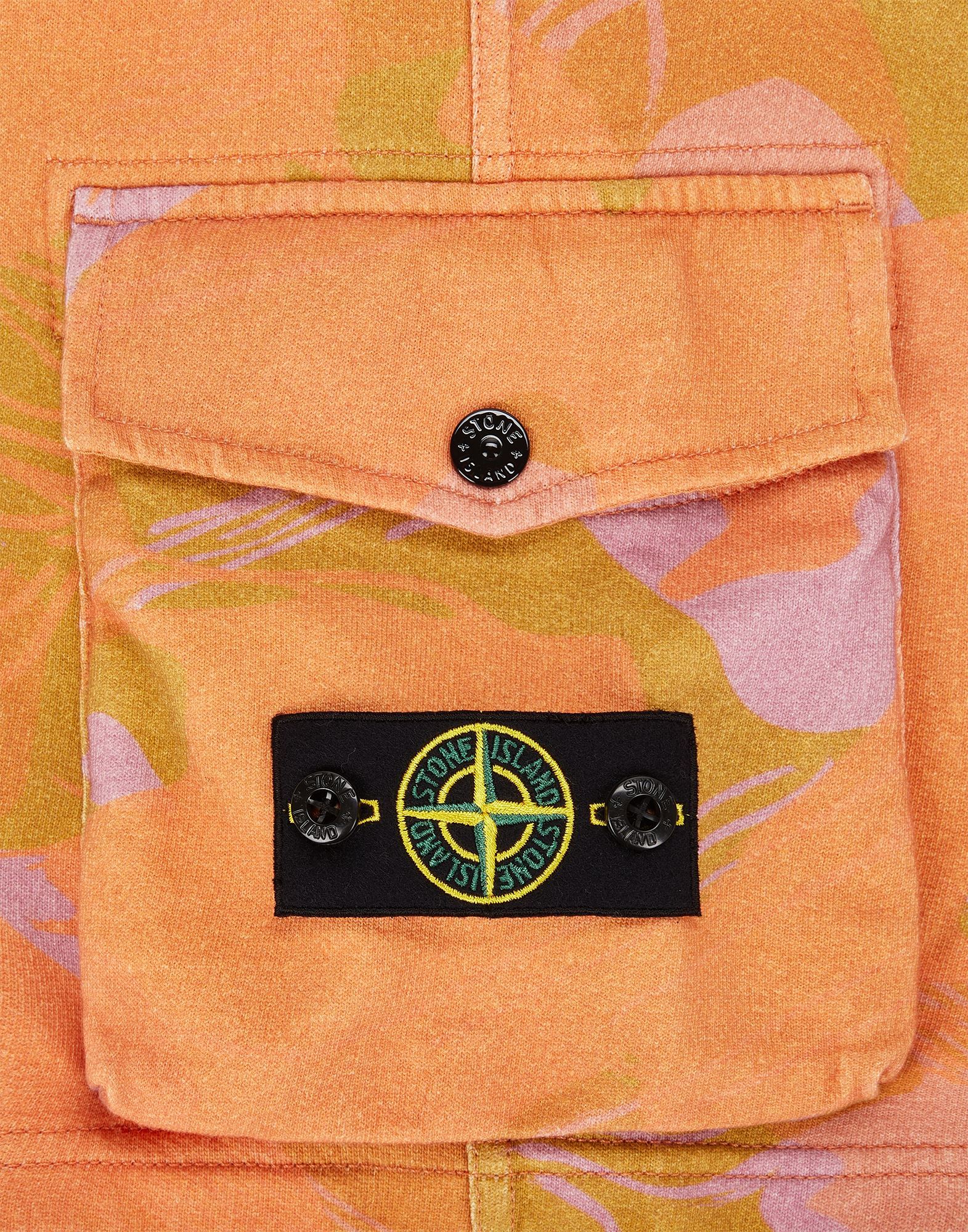 Stone Island Compass-motif Cargo Shorts In Orange