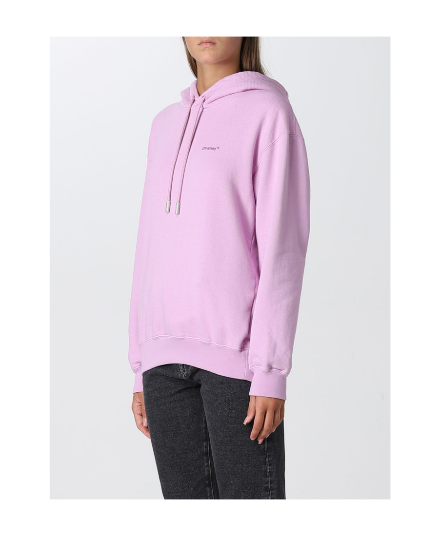 Off-white Diagonal Striped Hooded Sweatshirt In Pink