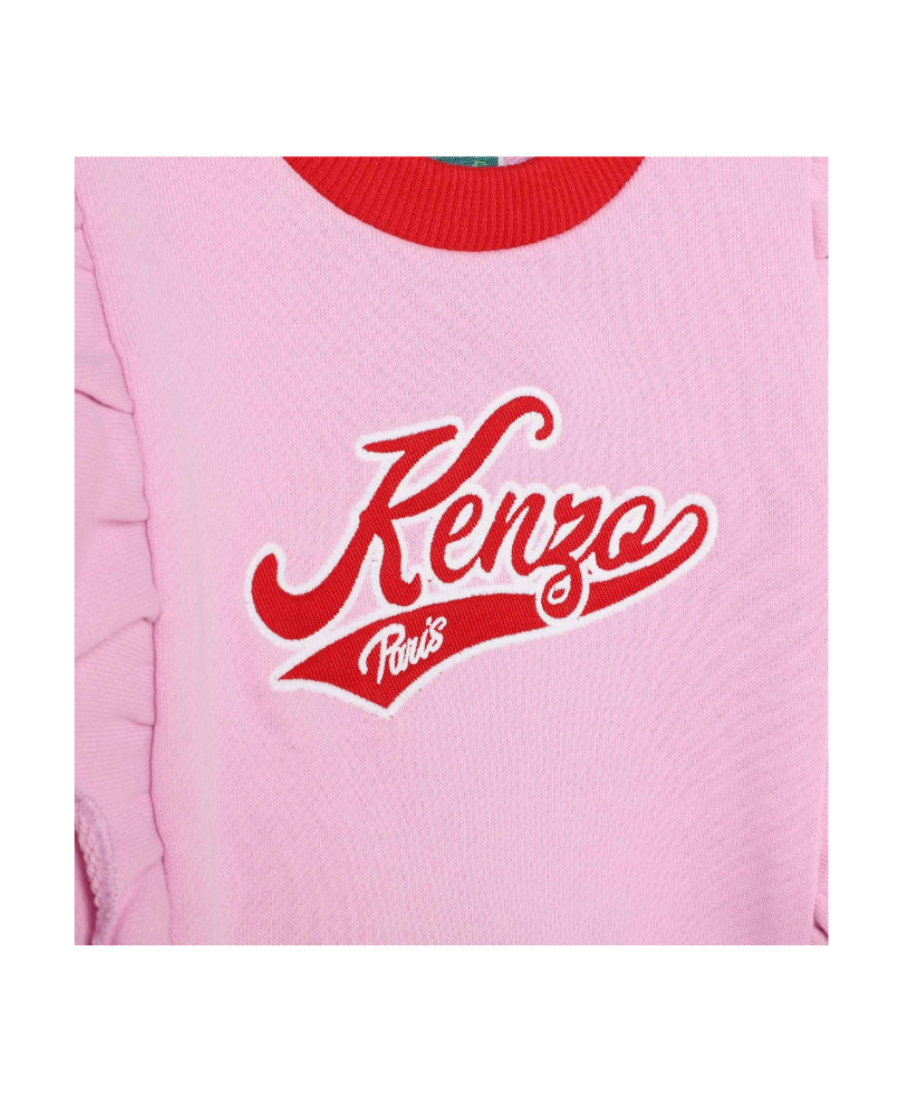 Kenzo Embroidered-logo Cotton Dress In Pink