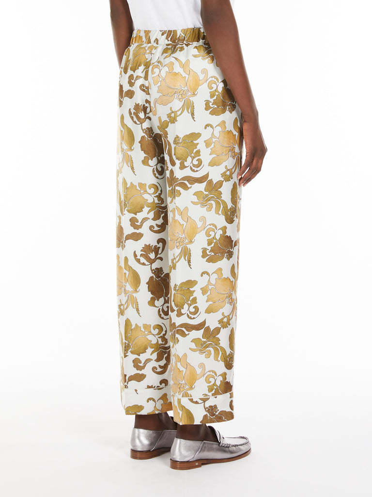 Max Mara Patterned Twill Pyjama Trousers In Yellow