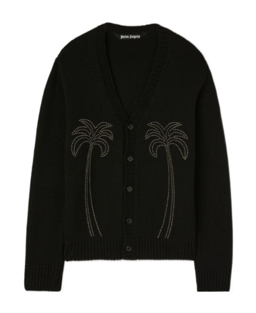 Palm Angels Nylon Blend Cardigan In Black