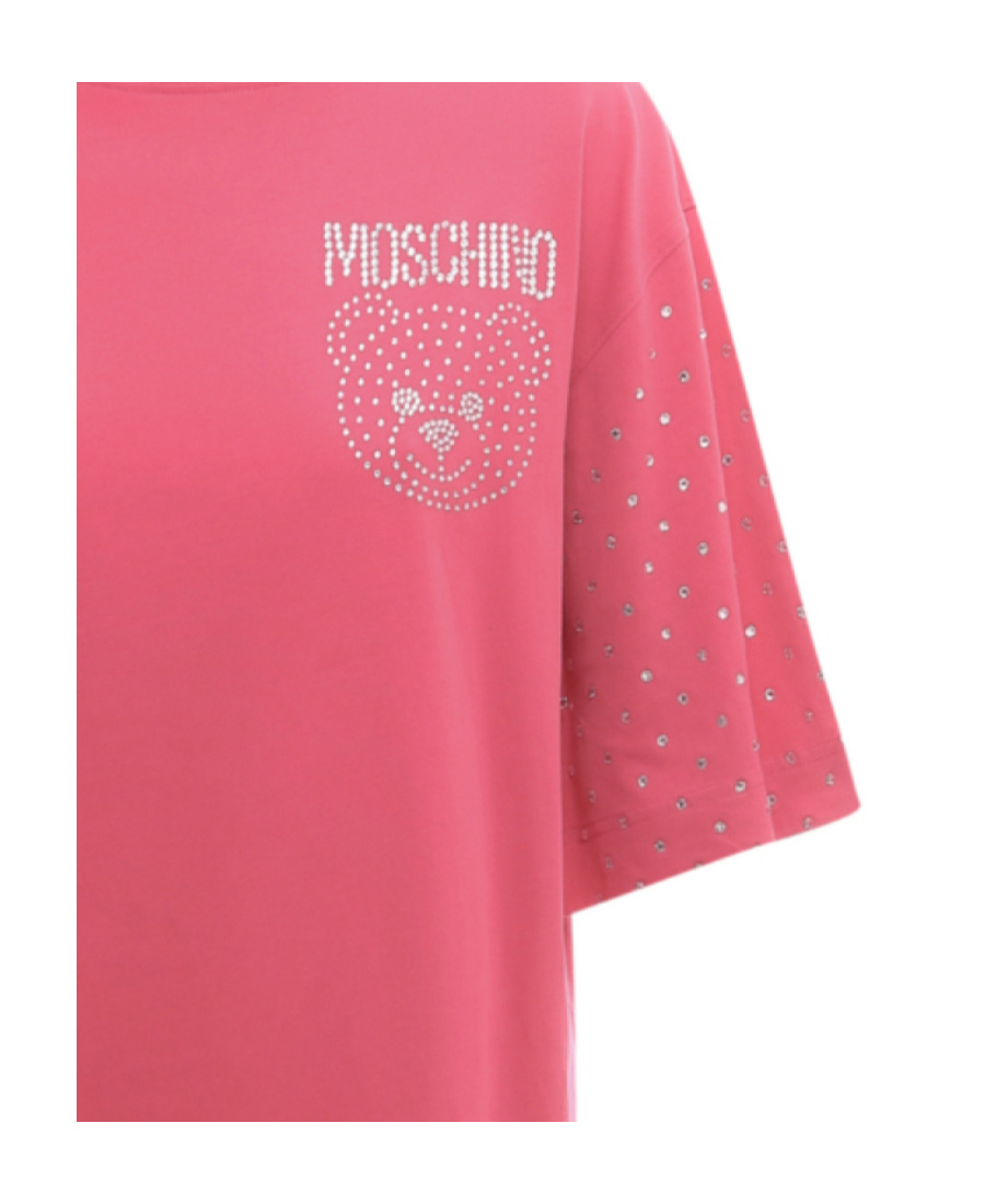 Moschino Crystal-embellished Teddy Logo T-shirt Dress In Red