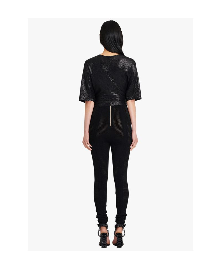 BALMAIN BLACK KNIT LEGGINGS 