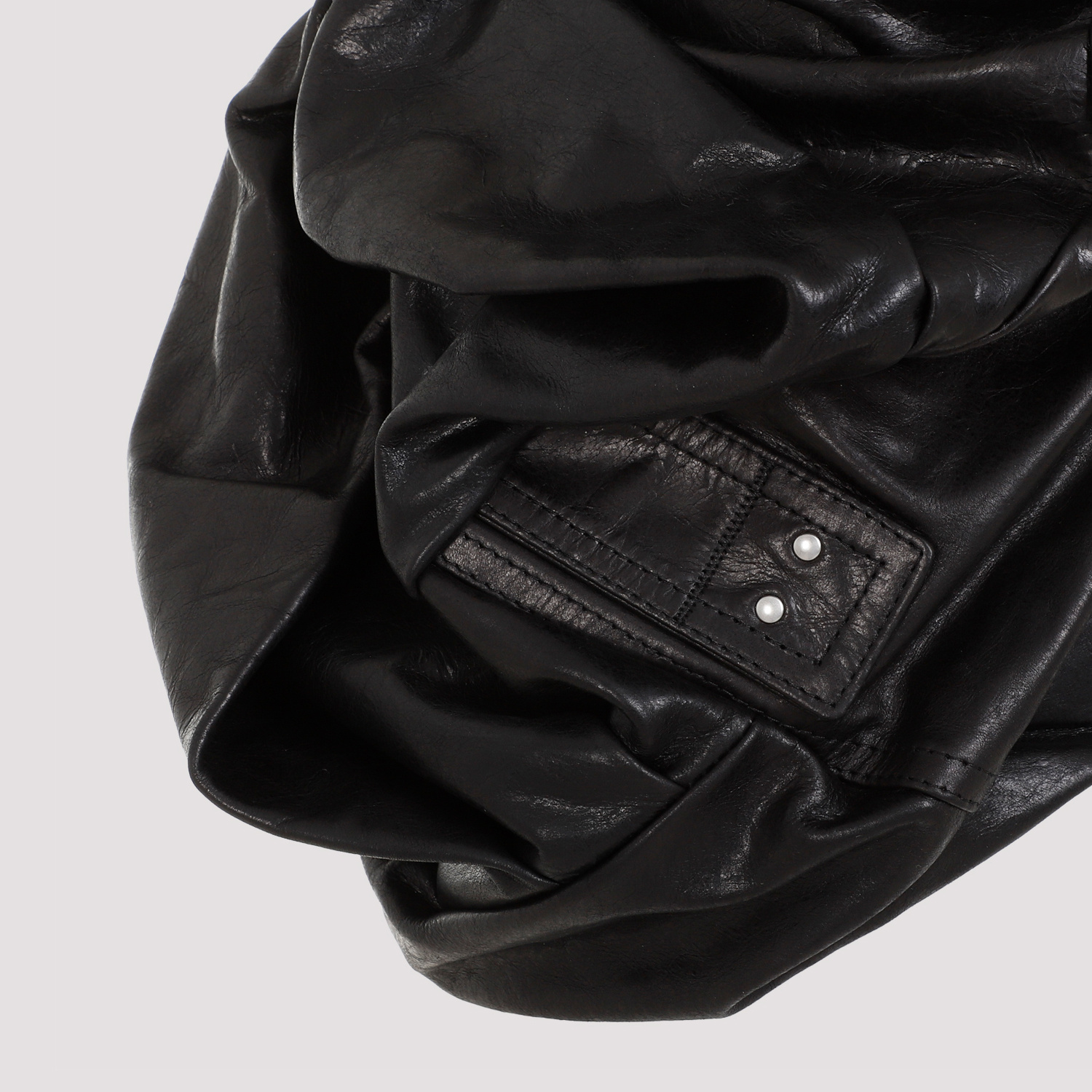 Rick Owens Black Draper Bustier Calf Leather Top In Black