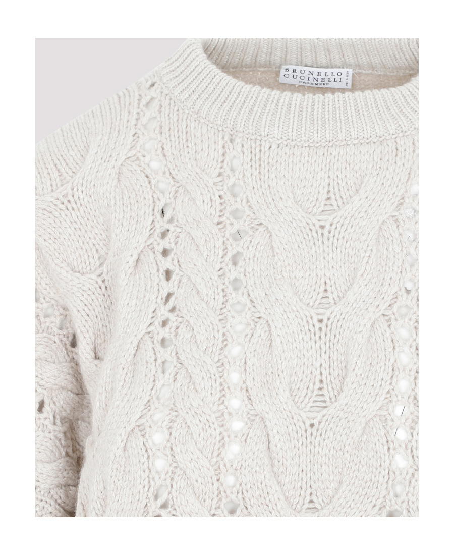 Brunello Cucinelli Openwork Cable-knit Jumper In White