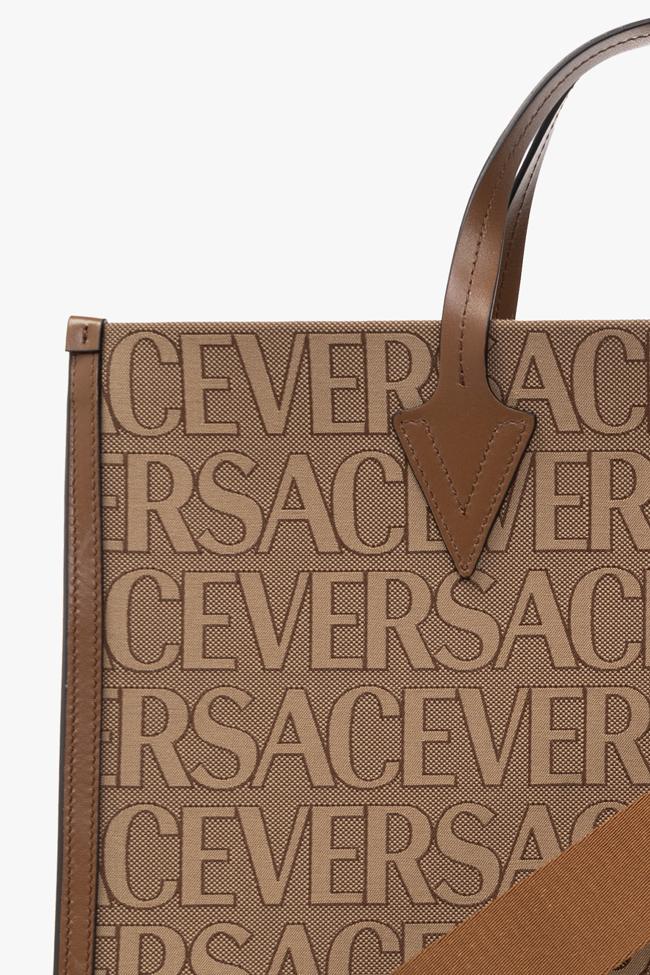 Versace Shopper Bag With Allover Logo In Multicolour