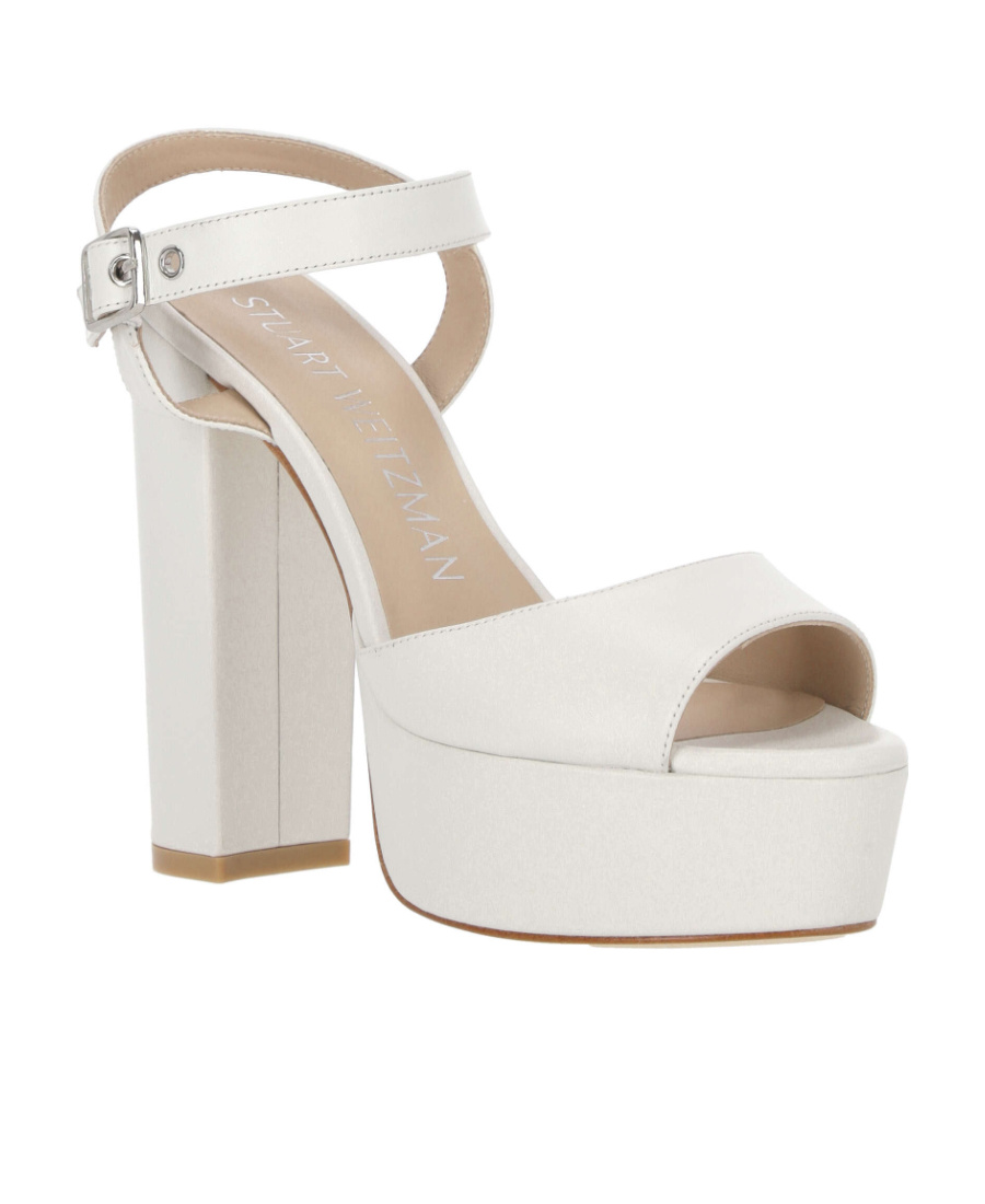 Stuart Weitzman 140mm Leather Platform Sandals In White