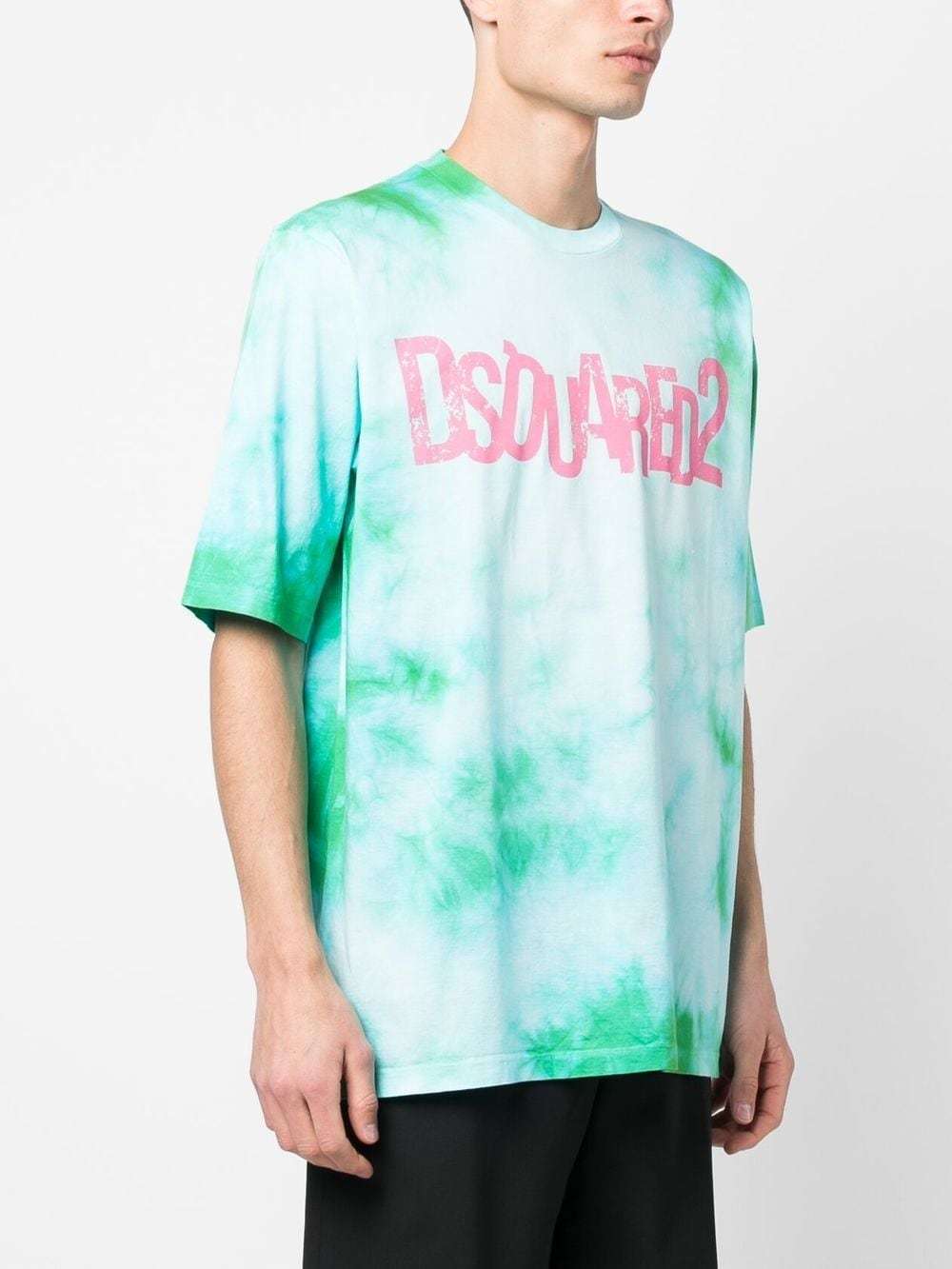 Dsquared2 Logo-print Tie-dye T-shirt In Blue