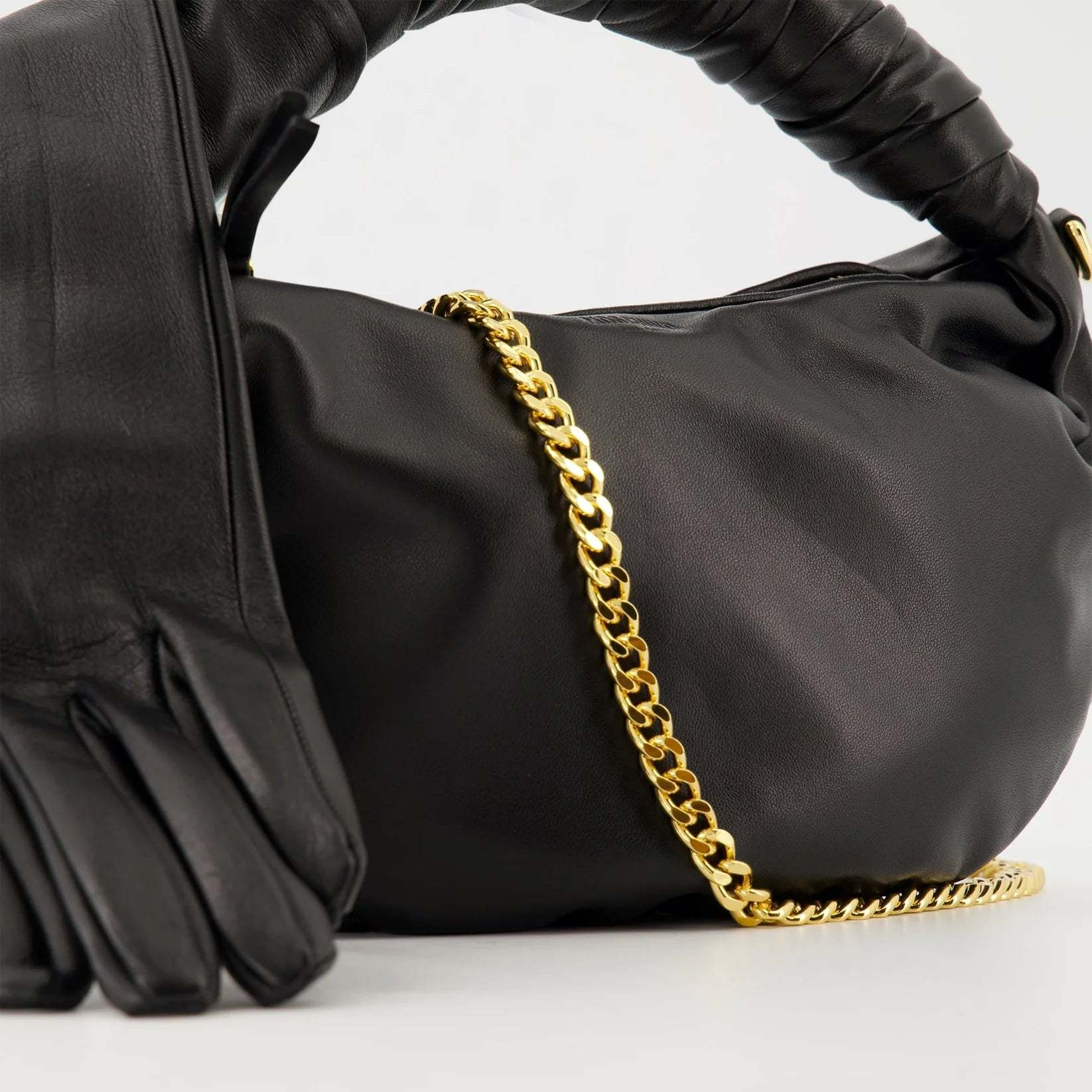 Moschino Glove-handle Leather Tote Bag In Black