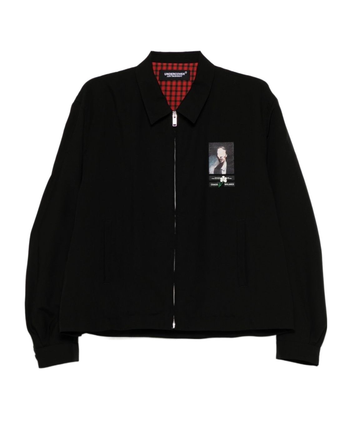 Undercover Zip Up Jacket With Portrait Patch Black In Black