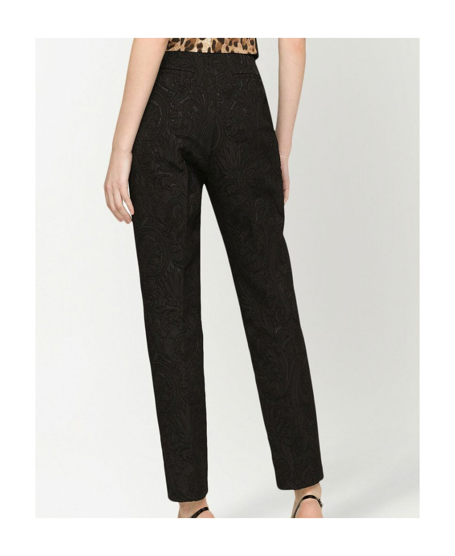 Dolce & Gabbana High-waisted Jacquard Trousers In Black