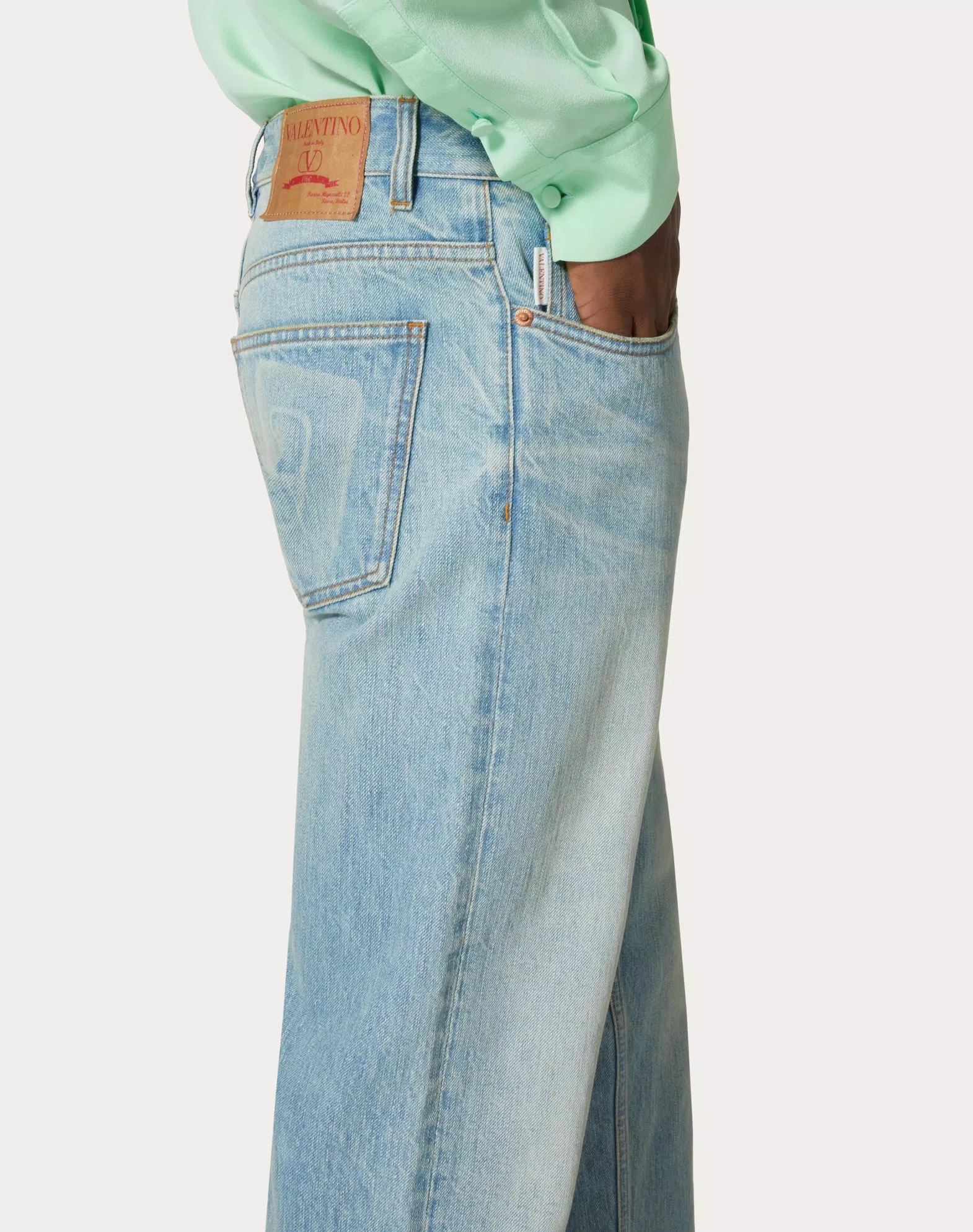 Valentino Vlogo Signature Embossed Tapered Jeans In Blue
