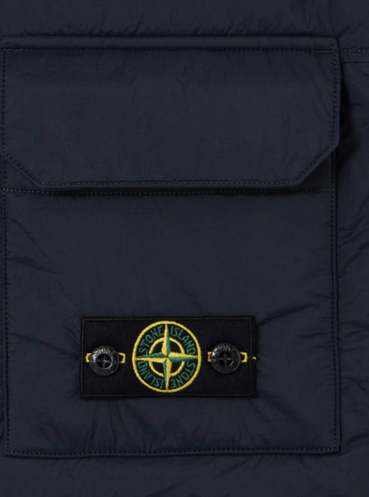 Stone Island Padded Vest With Contrast Panels And Flap Pockets In Blue