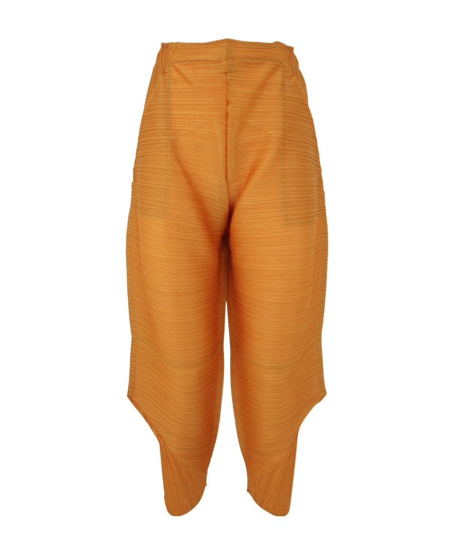 Issey Miyake Cropped Pleated Trousers In Orange