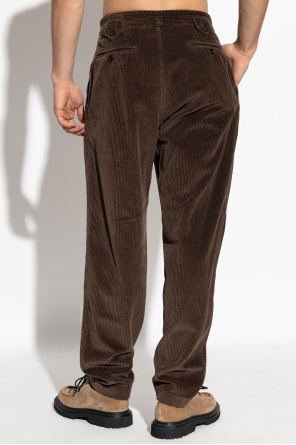 Dolce & Gabbana Pleated Corduroy Regular Trousers In Brown