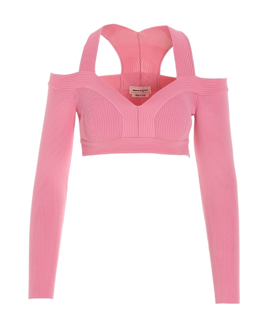 Alexander Mcqueen Cropped Shirt In Pink