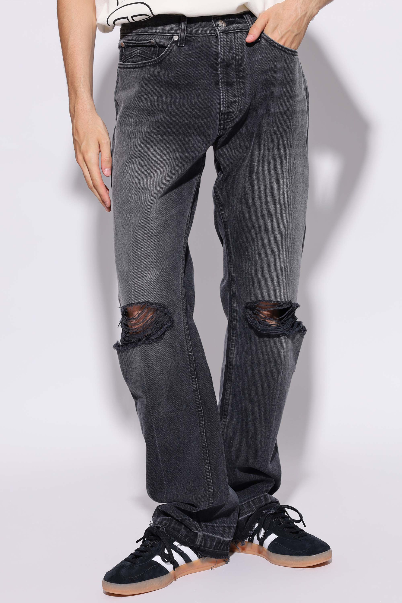 Rhude Distressed Jeans In Black