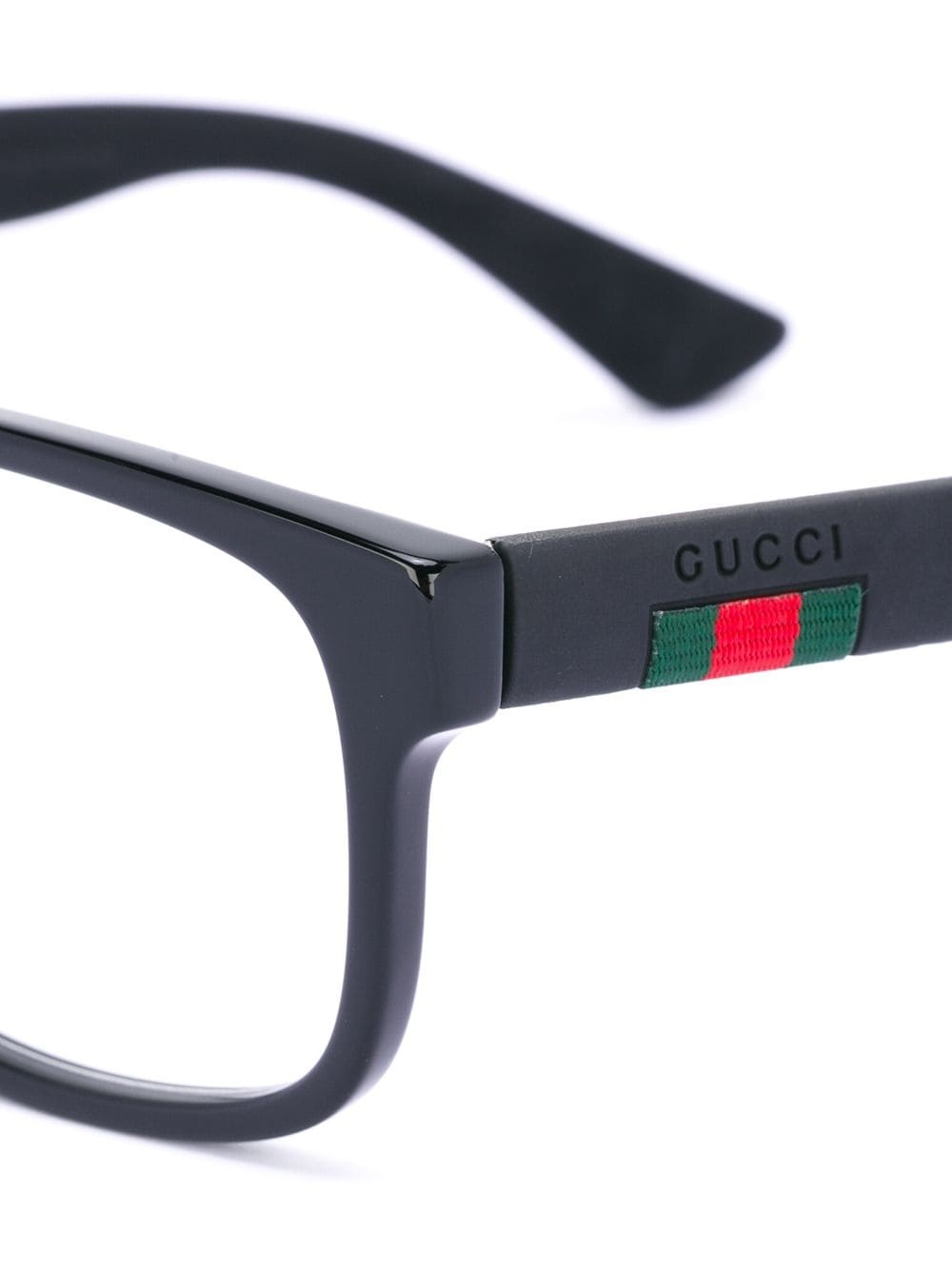 Gucci Web Trim Rectangle Glasses In Gray