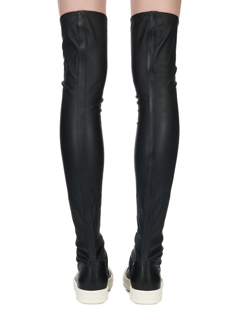 Rick Owens Black Knee-high Sneakers With Platform In Leather Woman In Gray