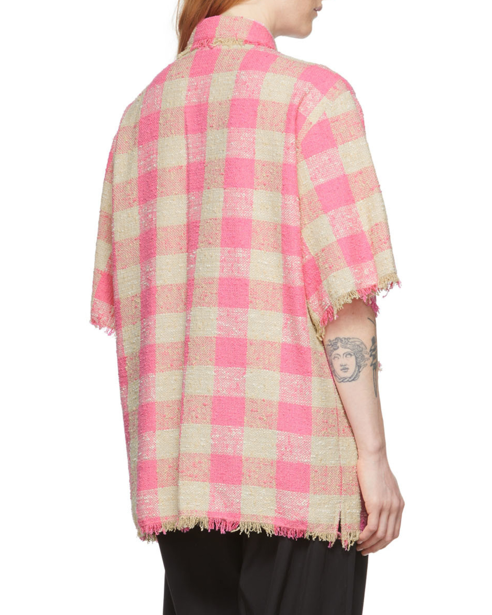 Msgm Check-pattern Shirt In Pink