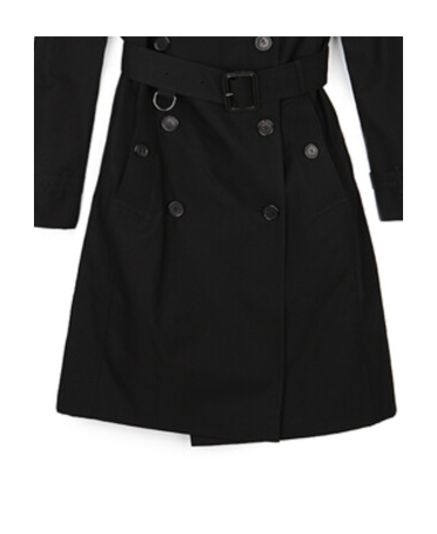 Burberry Double Breasted Belted-waist Coat In Black